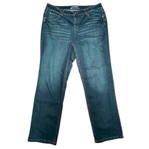 Ruff Hewn Straight Cut Blue Dark Wash Denim Mid Rise size 16W